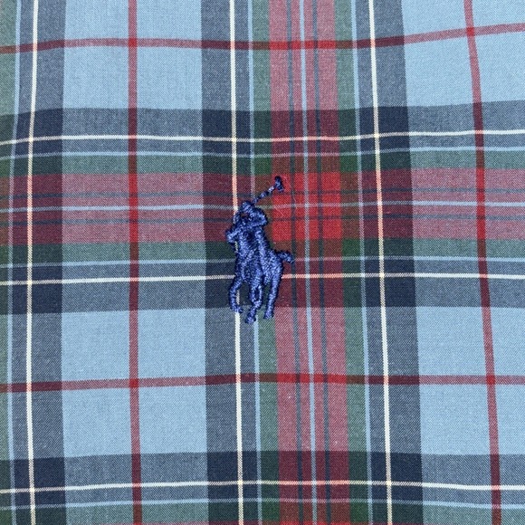 Polo Ralph Lauren EUC Plaid Button Down Men's XL Blue Red Classic Fit Stretch - Picture 8 of 11